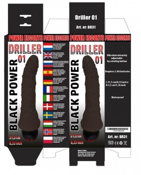 Driller 01 black 21,5 cm realistic vibrating Driller 01 black 21,5 cm realistic vibrating