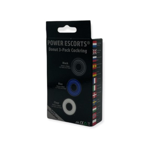 Ring-Donut Cockring 3 Pack-3 colors blue/clear/black Ring-Donut Cockring 3 Pack-3 colors blue/clear/black