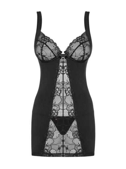 Bielizna-Heartina koszulka i stringi czarna L/XL Bielizna-Heartina koszulka i stringi czarna L/XL