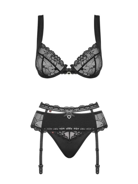 Bielizna-Heartina komplet 3-częściowy czarny L/XL Bielizna-Heartina komplet 3-częściowy czarny L/XL