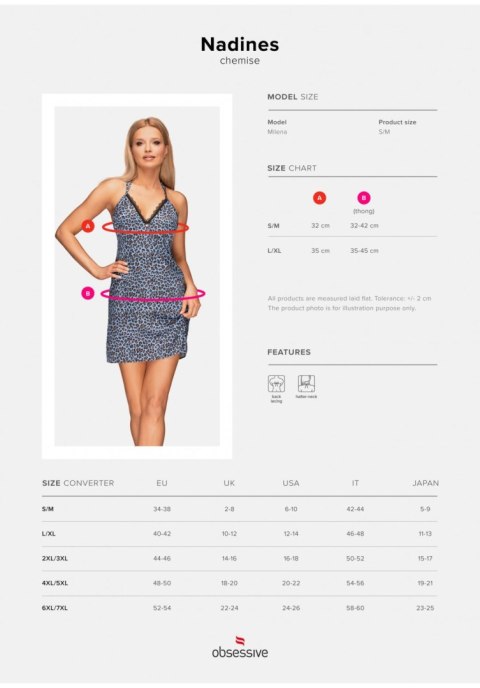 Nadines koszulka i stringi niebieska L/XL Nadines koszulka i stringi niebieska L/XL