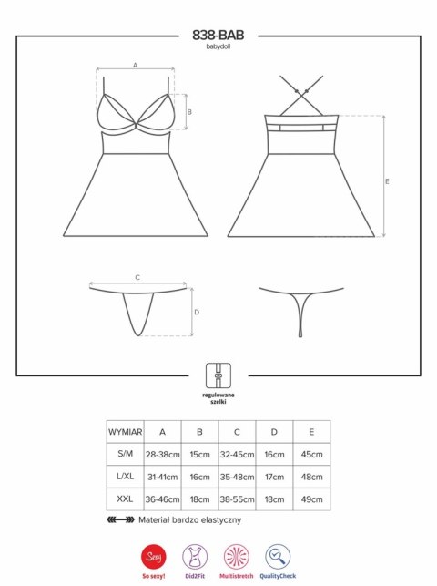 Bielizna-838-BAB-3 babydoll i stringi L/XL Bielizna-838-BAB-3 babydoll i stringi L/XL