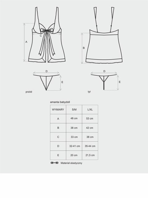 Obsessive Amanta babydoll i stringi L/XL Obsessive Amanta babydoll i stringi L/XL