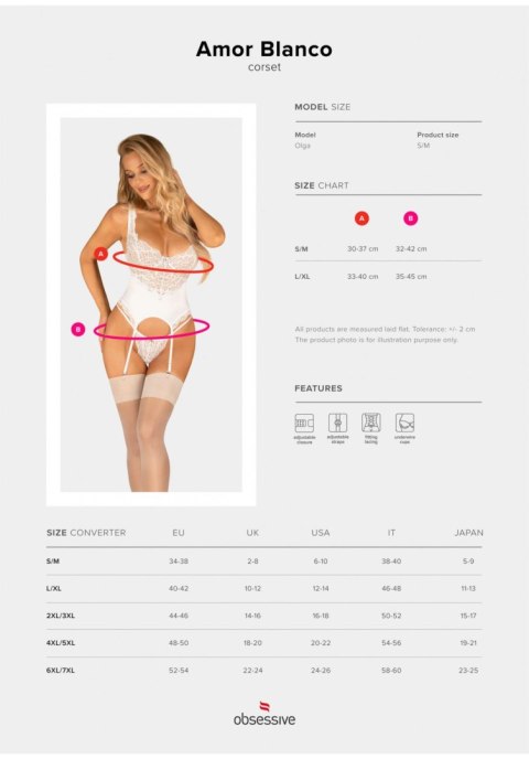 Bielizna-Amor Blanco gorset i stringi biały L/XL Bielizna-Amor Blanco gorset i stringi biały L/XL