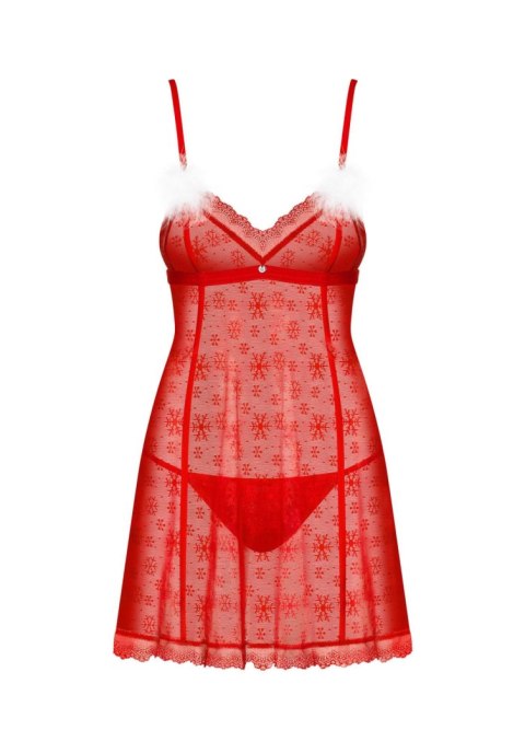 Obsessive Komplet Świąteczny Claussica Czerwony (Babydoll i Stringi) - XL/2XL Obsessive Komplet Świąteczny Claussica Czerwony (Babydoll i Stringi) - XL/2XL
