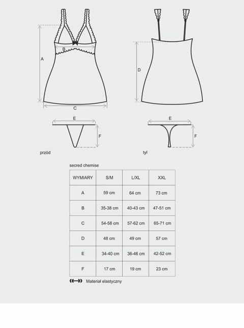 Bielizna-Secred koszulka i stringi S/M Bielizna-Secred koszulka i stringi S/M