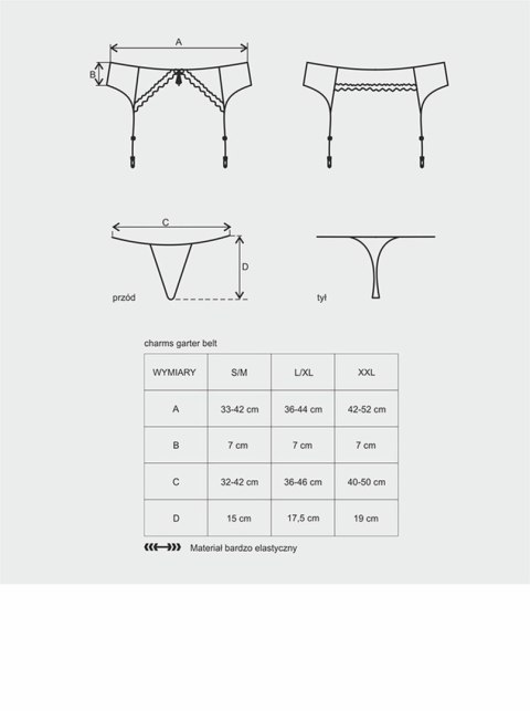 Bielizna-Charms pas do pończoch i stringi czarny S/M Bielizna-Charms pas do pończoch i stringi czarny S/M