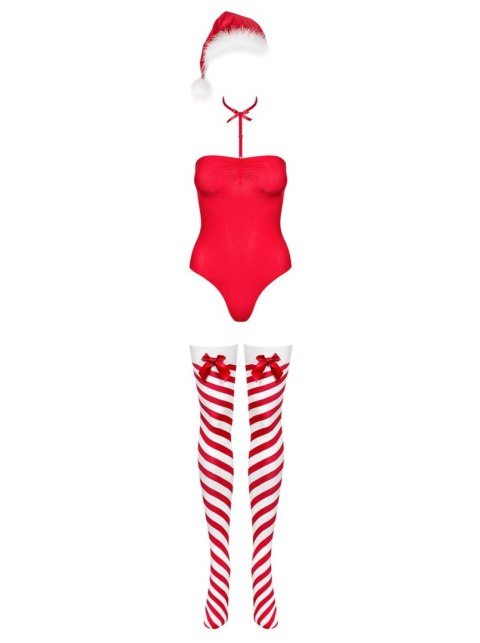 Kissmas – Czerwone Body Mikołajki z Chokerem i Pończochami S/M Kissmas – Czerwone Body Mikołajki z Chokerem i Pończochami S/M