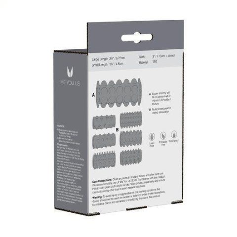 Stymulator- Me you Us Sensual Seven Textured Sleeves Transparent Small Stymulator- Me you Us Sensual Seven Textured Sleeves Transparent Small