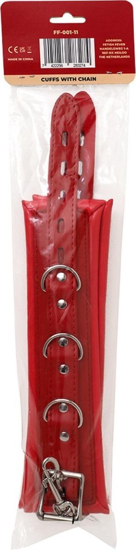 Fetish Fever - Cuffs with chain - Red Fetish Fever - Cuffs with chain - Red