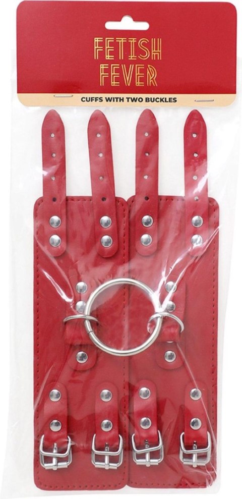 Fetish Fever - Cuffs with two buckles - Red Fetish Fever - Cuffs with two buckles - Red