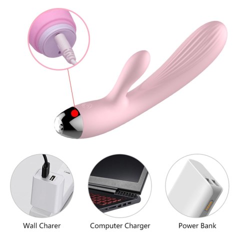 Wibrator- B - Series, Silicone Vibrator Pink USB 10 Function / Heating