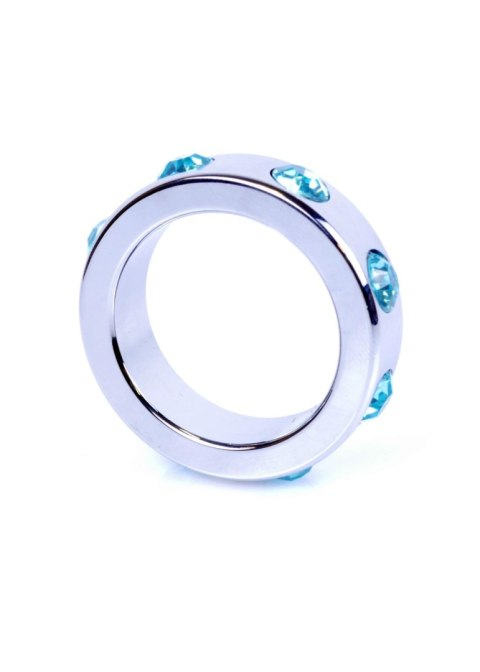 Pierścień-Metal Cock Ring with Light Blue Diamonds Medium Pierścień-Metal Cock Ring with Light Blue Diamonds Medium