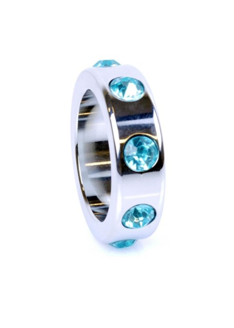 Pierścień-Metal Cock Ring with Light Blue Diamonds Medium Pierścień-Metal Cock Ring with Light Blue Diamonds Medium