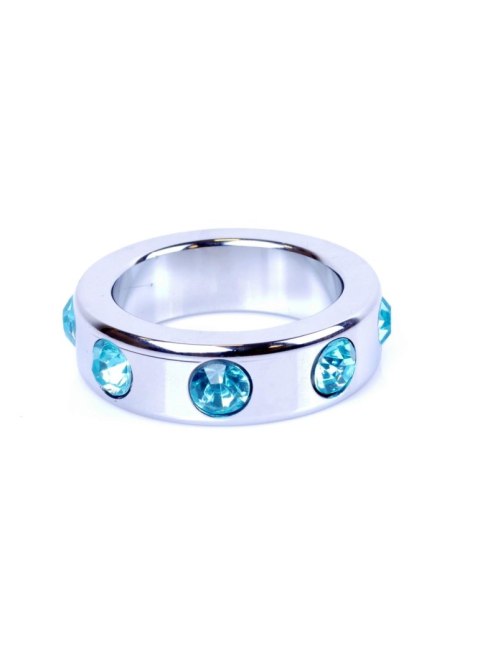 Pierścień-Metal Cock Ring with Light Blue Diamonds Medium Pierścień-Metal Cock Ring with Light Blue Diamonds Medium