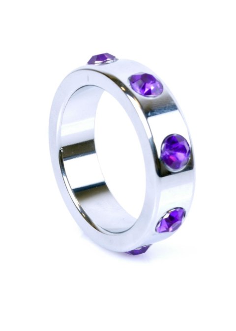 Pierścień-Metal Cock Ring with Purple Diamonds Large Pierścień-Metal Cock Ring with Purple Diamonds Large
