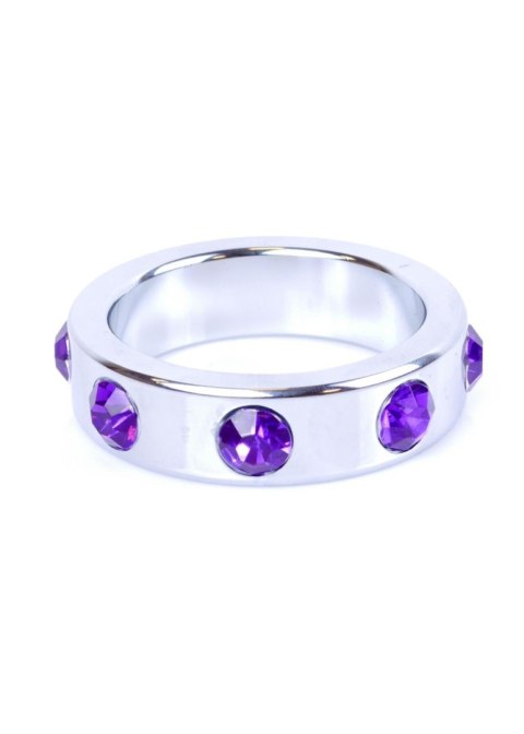 Pierścień-Metal Cock Ring with Purple Diamonds Large Pierścień-Metal Cock Ring with Purple Diamonds Large