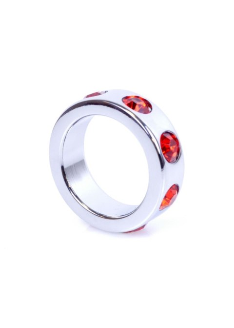 Pierścień-Metal Cock Ring with Red Diamonds Small Pierścień-Metal Cock Ring with Red Diamonds Small