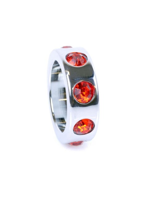 Pierścień-Metal Cock Ring with Red Diamonds Small Pierścień-Metal Cock Ring with Red Diamonds Small