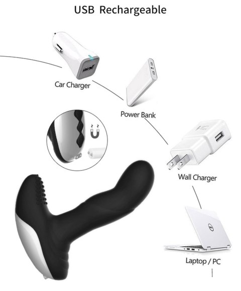 Wibrator-Silicone Massager USB 7 Function + Pulsator / Heating BLACK Wibrator-Silicone Massager USB 7 Function + Pulsator / Heating BLACK