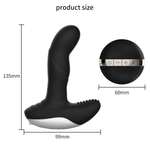 Wibrator-Silicone Massager USB 7 Function + Pulsator / Heating BLACK Wibrator-Silicone Massager USB 7 Function + Pulsator / Heating BLACK