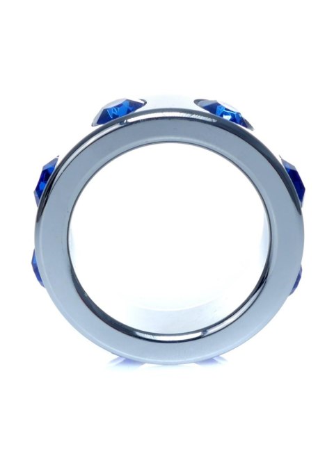 Pierścień-Metal Cock Ring with Dark Blue Diamonds Small Pierścień-Metal Cock Ring with Dark Blue Diamonds Small