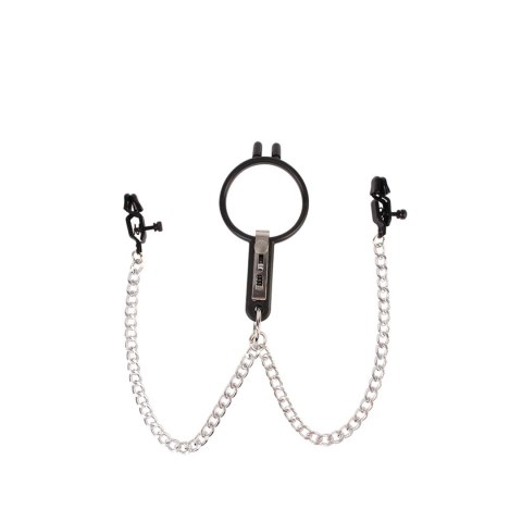 Humiliate Mouth Spreader with Nipple Clamps Humiliate Mouth Spreader with Nipple Clamps