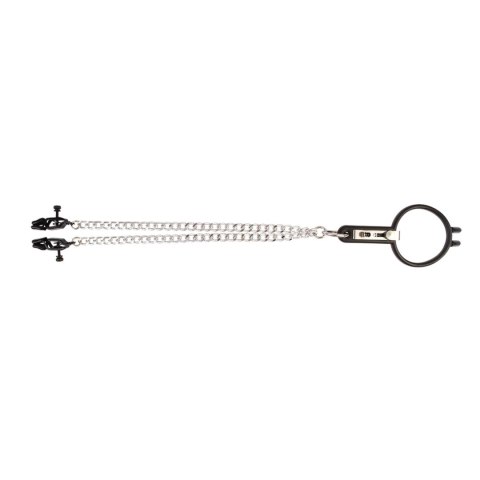 Humiliate Mouth Spreader with Nipple Clamps Humiliate Mouth Spreader with Nipple Clamps