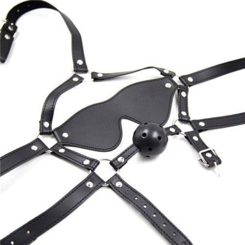 Imbracatura per viso con Maschera per occhi e morso Total Head Harness Restraint black Imbracatura per viso con Maschera per occhi e morso Total Head Harness Restraint black