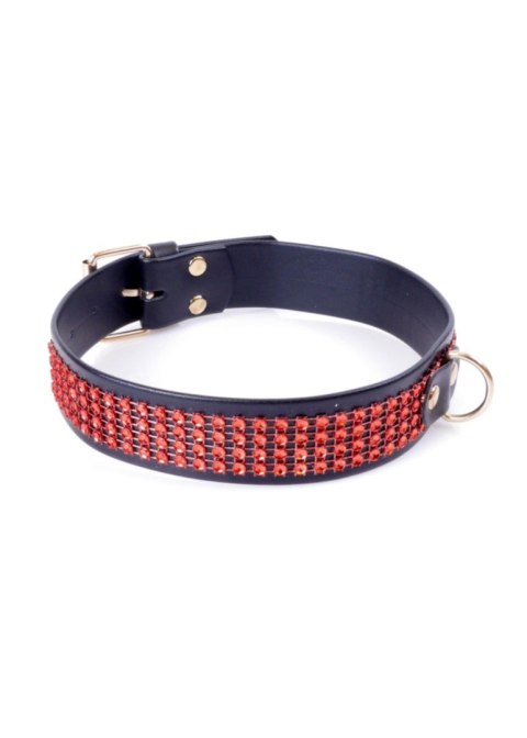 Fetish B - Series Collar with crystals 3 cm Red Line Fetish B - Series Collar with crystals 3 cm Red Line