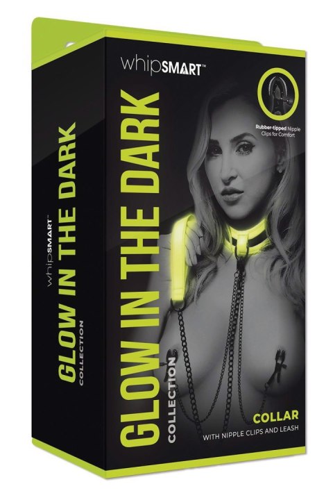 WHIPSMART GLOW IN THE DARK COLLAR WITH NIPPLE CLIPS AND LEASH WHIPSMART GLOW IN THE DARK COLLAR WITH NIPPLE CLIPS AND LEASH