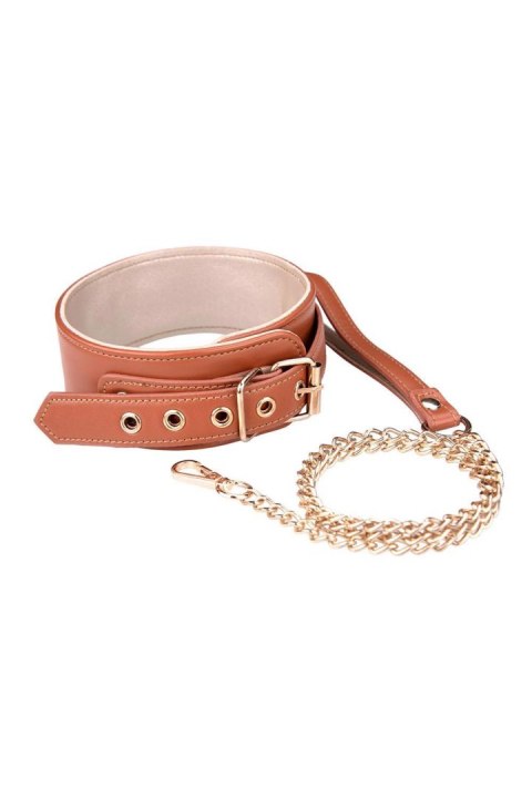 BLAZE ELITE COLLAR AND CHAIN COGNAC VEGAN LEATHER BLAZE ELITE COLLAR AND CHAIN COGNAC VEGAN LEATHER