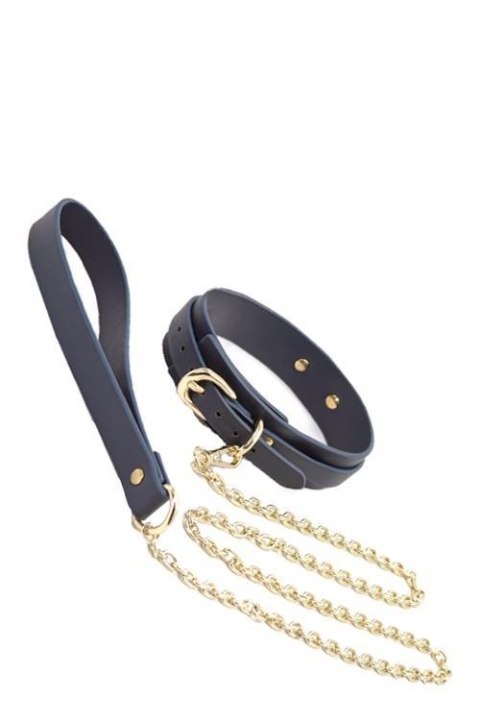 BONDAGE COUTURE COLLAR AND LEASH BLUE BONDAGE COUTURE COLLAR AND LEASH BLUE