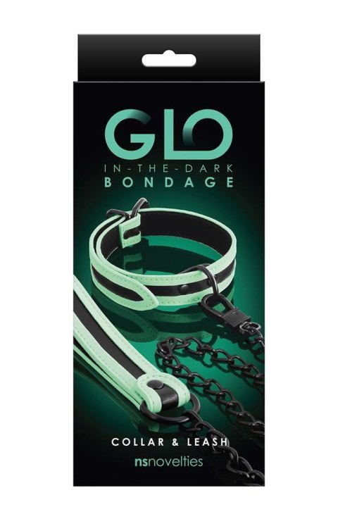 GLO BONDAGE COLLAR AND LEASH GREEN GLO BONDAGE COLLAR AND LEASH GREEN