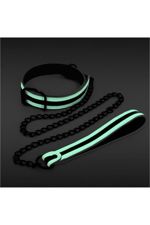 GLO BONDAGE COLLAR AND LEASH GREEN GLO BONDAGE COLLAR AND LEASH GREEN