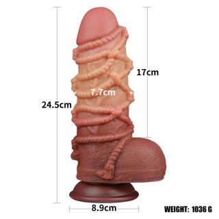 Lovetoy 9.5'' Dual layered Platinum Silicone Cock with Rope