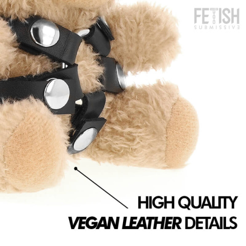 Zbliżenie na twarz Bongo Teddy Bear BDSM Model #4 z ozdobami bondage Zbliżenie na twarz Bongo Teddy Bear BDSM Model #4 z ozdobami bondage
