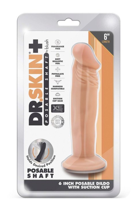 DR. SKIN PLUS 6 INCH POSABLE DILDO VANILLA DR. SKIN PLUS 6 INCH POSABLE DILDO VANILLA