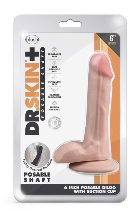 DR. SKIN PLUS 6 INCH POSABLE DILDO WITH BALLS VANILLA DR. SKIN PLUS 6 INCH POSABLE DILDO WITH BALLS VANILLA