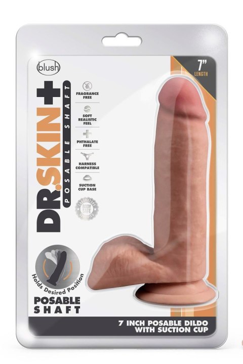 DR. SKIN PLUS 7 INCH POSABLE DILDO WITH BALLS MOCHA DR. SKIN PLUS 7 INCH POSABLE DILDO WITH BALLS MOCHA
