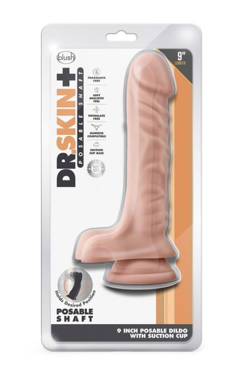 DR. SKIN PLUS 9 INCH POSABLE DILDO WITH BALLS VANILLA DR. SKIN PLUS 9 INCH POSABLE DILDO WITH BALLS VANILLA