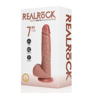 SHOTS Vibrating Regular Straight Cock with Balls - 7" / 18 cm - Tan