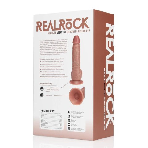 SHOTS Vibrating Regular Straight Cock with Balls - 7" / 18 cm - Tan
