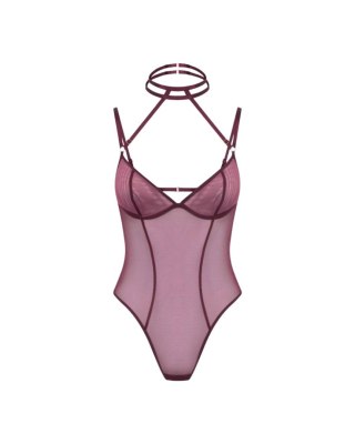 Promees Body Mara Burgundy – Transparentna Siatka z Fiszbinami M/L