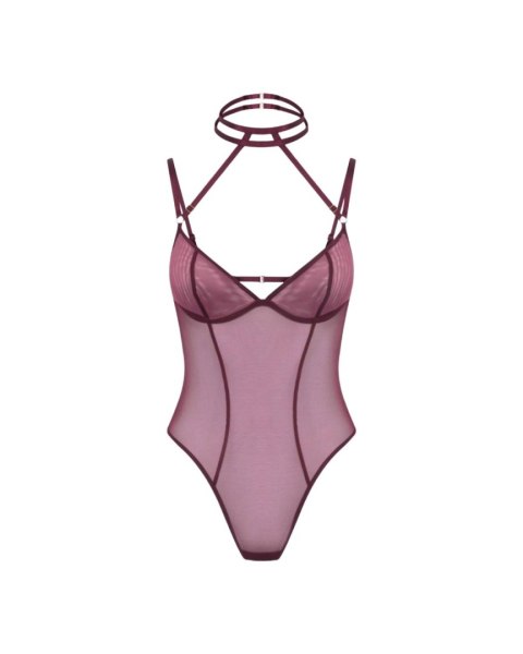 Promees Body Mara Burgundy – Transparentna Siatka z Fiszbinami M/L