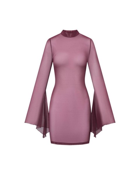 Transparentna tkanina sukienki w kolorze burgundowym.