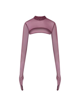 Promees Vivien Top Burgundy – Siateczkowy Longsleeve z Rękawiczkami XS/S