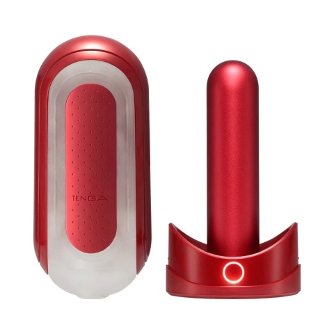 Tenga Flip Zero Red Warmer Set – Zestaw z Masturbatorem i Bazą Grzewczą
