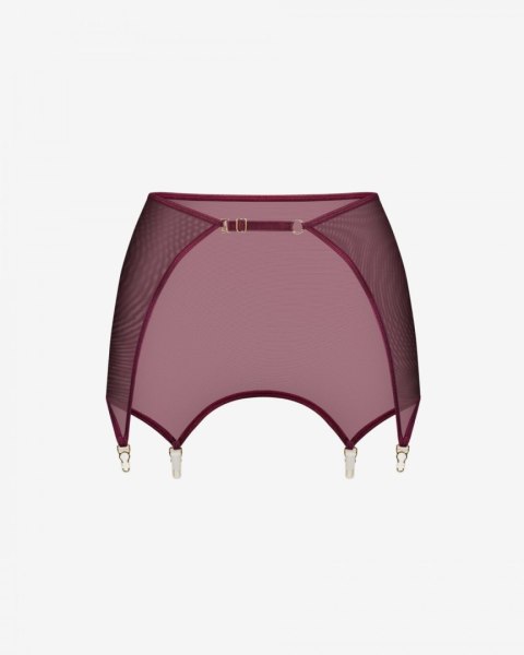 Zbliżenie na złote żabki do przypięcia pończoch.