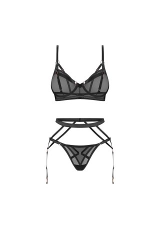 Obsessive Euridia Komplet 3-Częściowy: Pełna Architektura Elegancji (Czarny) rozm M/L